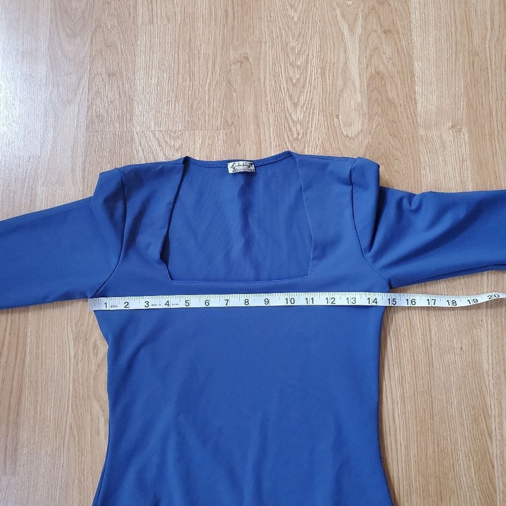 🔆 FREE PEOPLE 🔆 'Truth or Square' Long Sleeve Bodysuit - [Small in Blue] - Picture 13 of 16